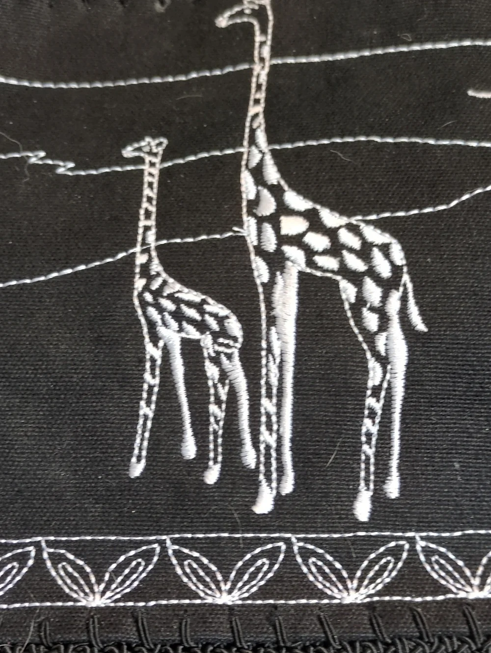 Black Giraffe Embroidered Handbag